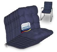 Beautissu Set de 8 Cojines Sillas Jardin Flair NL - Cojín para Sillas de Terraza o Cojines Exterior con Respaldo Bajo - 100x50x8 cm - Relleno de Copos de Gomaespuma - Azul Marino