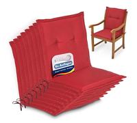 Beautissu Set de 8 Cojines sillas Jardin Loft NL - tumbonas mecedoras de balcón o Asiento Exterior con Respaldo bajo - 100x50x6 cm - Placas compactas de gomaespuma - Rojo