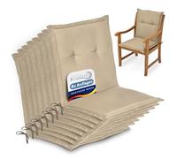 Beautissu Set de 8 Cojines sillas Jardin Loft NL - tumbonas mecedoras de balcón o Asiento Exterior con Respaldo bajo - 100x50x6 cm - Placas compactas de gomaespuma - Natural