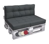 Beautissu Set de cojines para palés al aire libre 1x cojín de asiento 120x80 cm & 1x cojín de respaldo 120x40 cm - Cojín para asientos de palet Muebles de palet Sofá de palet Asientos para palet de