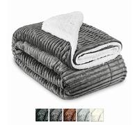 Beautissu Sherpa Elisa Manta con efecto brillante, 150 x 200 cm, XL, color antracita, gruesa para invierno, aspecto de piel de cordero y cálida agradable a la piel, manta para sofá