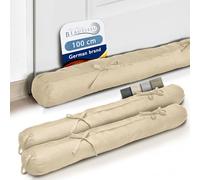 Beautissu Viento Set 2 Burlete Puerta 100x10 cm - Cojín Aislante Topo Burlete Cortavientos Puerta con Asa Transporte Protección Aire Fresco para Ventanas y Puertas Entrada Crema