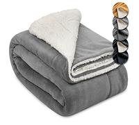 Beautissu XXL Manta Sherpa Alina 150x200 cm Mimosa y Acogedora Gris Claro/Blanco - Manta de Sofa Polar Gruesa para Invierno con Aspecto de Piel de Cordero