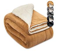 Beautissu XXL Manta Sherpa Polar Gruesa para Invierno con Aspecto de Piel | 220x240cm Beis/Blanco de Sofa Mimosa y Acogedora de Cordero estar calentita cama grande Alina