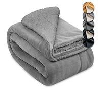 Beautissu XXL Manta Sherpa Polar Gruesa para Invierno de Sofá Mimosa Piel | 150x200cm gris claro y acogedora con aspecto de cordero estar cálida grande cama Alina