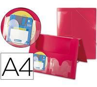 Beautone Carpeta Elástica con Lomo Rígido A4 Rojo 2 Bolsas