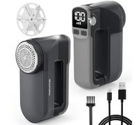 BEAUTURAL Quitapelusas Eléctrico USB-C Recargable con 3 Velocidades, Pantalla LED, Luz Frontal y Cuchillas de 6 Hojas - Ideal para Ropa, Muebles y Todo Tipo de Telas, Color Gris