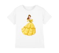 Disney Beauty and The Beast Belle Rose Girls T Shirt Camiseta, Blanco, 7-8 años para Niñas