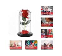 Beauty And The Beast Rose Gift Kit Glass Dome Artificial Rose Lamp Wooden Base Led Light Of Rose House Decoration for Gift Valentine's Day Mother's Da