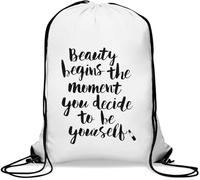 Beauty Begins The Moment You Decide To Be Yourself, saco de gimnasio, casual, con cordón, color blanco