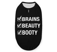 Beauty Brains and Booty Pets Shirt Chaleco Lindo Perro Tank Top Suave Sin Mangas Camiseta para Cachorro Kitty Gatos S