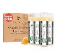Beauty By Earth Crema de cacao orgánico (sin sabor original) Pack 4 Tubo; La mantequilla de labios puros y naturales cera de abejas con aloe vera, Hecho en EE.UU.
