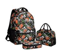 Beauty Collector Juego de mochila escolar para niños con lonchera y estuche para lápices, 3 unidades, Dinosaurio Fossil Graffiti Dots, Mochilas daypack