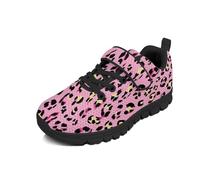 Beauty Collector Lindos tenis deportivos para niñas con una sola hebilla para caminar, suela negra, Amarillo Negro Leopardo Rosa, 13 UK Child