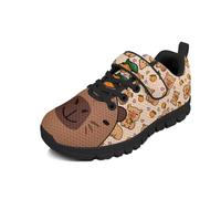 Beauty Collector Lindos tenis deportivos para niñas con una sola hebilla para caminar, suela negra, Capybara Love Orange, 33 EU