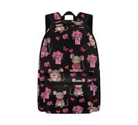 Beauty Collector Mochila escolar ligera para niñas para escuela primaria y secundaria, Rat Love Rose Black, Mochilas daypack