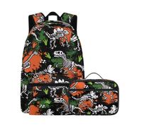 Beauty Collector Mochila escolar para niñas y niños, bolsa de libros con lonchera, Dinosaurio Fossil Graffiti Dots, Mochilas daypack