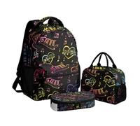Beauty Collector Mochila para niñas con fiambrera, juego de 3 mochilas para niños para la escuela, Love Music Black, Mochilas de mochila