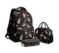 Beauty Collector Mochila para niñas con fiambrera, juego de 3 mochilas para niños para la escuela, Rat Love Cheese Black, Mochilas de mochila