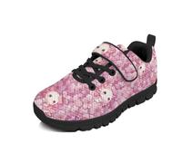 Beauty Collector Zapatos de tenis para niñas con correa de y suela negra, Axolotl Cherry Blossom Purple, 34 EU