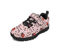 Beauty Collector Zapatos de tenis para niñas con correa de y suela negra, Mariquita Leopardo Estrella Rosa, 31 EU