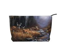 Beauty Deer - Bolsa de maquillaje de pana versátil con cremallera para uso diario y organizador de capacidad de viaje, Black, Talla única