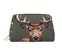 Beauty Deer - Bolsa de maquillaje de piel con cremallera para bolígrafos, papelería, lápiz labial, neceser, White, Talla única