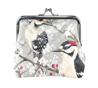 Beauty Downy Woodpecker Birds - Monedero de cuero para mujer, accesorios de viaje portátil para mujer
