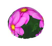 Beauty Flowers - Gorro de ducha reutilizable para mujer, doble capa impermeable, esencial para el tratamiento del cabello