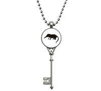 Beauty Gift La musaraña retrato animal negro Colgante Collar Vintage Llavero Plata Joyas