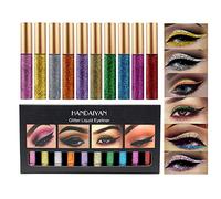 Beauty Glazed - Delineador de ojos líquido waterproof de larga duración, brillo metalizado de purpurina, diferentes colores (10 unidades/set)