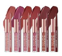 Beauty Glazed Juego De 6 Piezas De Brillo De Labios Mate Aterciopelado + Delineador De Labios Lã¡Piz Labial Impermeable Lápiz Delineador De Labios Suave Juego De Mejora De Labios Maquillaje