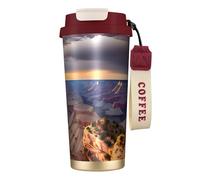 Beauty Grand Canyon - Botella de agua aislada de acero inoxidable para mujeres y hombres con tapa con popote, a prueba de fugas, color rojo