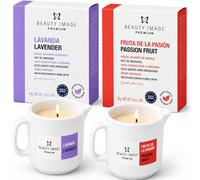 BEAUTY IMAGE Pack de 2 Velas de Masaje Grandes - Fruta de la Pasión - Lavanda [de 4 a 5 Masajes de Cuerpo Entero cada Vela]. Aceite Caliente para Masaje Profesional. Calidad Hecho en Europa.