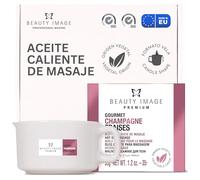 BEAUTY IMAGE Vela de Masaje - Con Extractos de Champán y Fresas - Gourmet. De 2 a 3 Masajes de Cuerpo Entero. Aceite Caliente para Masaje Profesional. Calidad Hecho en Europa. Masaje Sensual.