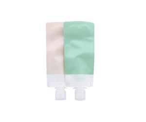 BEAUTY IN THE AIR - Juego de 2 tubos plegables de 90 ml - para llenar - Ideal para viajes - Transporte de cosméticos líquidos - Cumplimiento de las normas aeroportuarias