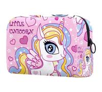 Beauty Little Unicorn - Bolsa de cosméticos para mujer, neceser de viaje, bolsa organizadora de maquillaje grande con cremallera, multicolor, 18.5x7.5x13cm/7.3x3x5.1in, Neceser