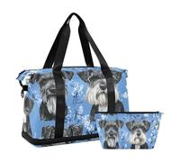 Beauty Miniatura Schnauzer Perros Azul Bolsa de gimnasio Bolsa de fin de semana con correa ajustable para deportes impermeable, Beauty - Perros Schnauzer miniatura, color azul, 1 size