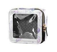Beauty Moon Jellyfish - Bolsa de maquillaje de viaje de piel, portátil, organizador de maquillaje para viajes