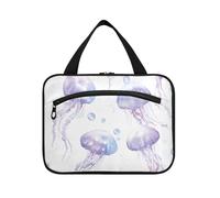 Beauty Moon Jellyfish - Neceser colgante morado para hombre con gancho, bolsa de maquillaje multifuncional para mamá, kit de viaje para mujer, talla L