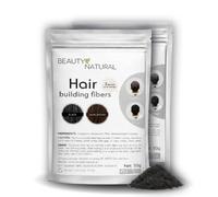 Beauty Natural Hair Building Fibers - Recarga de fibras de densidad capilar para la laminación natural de zonas de luz, negro y marrón oscuro, 50 g/100 g (negro, 100 g)