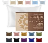 BEAUTY OF ORIENT Funda de almohada de seda para cabello y piel, 19 momme, cremallera oculta, fundas de almohada de seda de morera hechas a mano, hipoalergénicas (1 pieza estándar, 50,8 x 66 cm, blanco