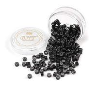 BEAUTY ON LINE200 cuentas de aluminio de silicona con micro nano anillas de 3 mm forradas para extensiones de pelo I / Nano, , 2 Bottles, Color Negro, 1.0582[set de ]