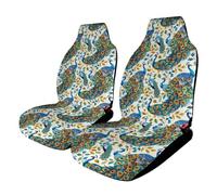 Beauty Peacock Novedad 1/2 piezas fundas de asiento de coche impresas antideslizantes para asientos delanteros y traseros de vehículo, 17.5 x 17.5 x 31.5 pulgadas