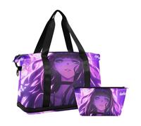 Beauty Psycho - Bolsa de viaje de anime con bolsillo húmedo, correa ajustable, bolsa de gimnasio grande para viaje, juego de 2 piezas para hombres y mujeres