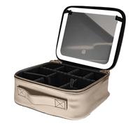 Beauty Reformation Travel Makeup Bag with Adjustable Dividers, Auricrest Travel Makeup Bag, Portable Waterproof Hanging Cosmetic Organizer for Toiletries Storage (White)