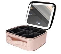 Beauty Reformation Travel Makeup Bag with Adjustable Dividers, Auricrest Travel Makeup Bag, Portable Waterproof Hanging Cosmetic Organizer for Toiletries Storage (Pink)