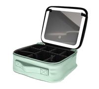 Beauty Reformation Travel Makeup Bag with Adjustable Dividers, Auricrest Travel Makeup Bag, Portable Waterproof Hanging Cosmetic Organizer for Toiletries Storage (Green)
