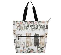 Beauty Scottish Fold Cats - Bolsa de libros para niños, niñas y mujeres, grande, reutilizable, con bolsillos con cremallera, para la escuela, compras, comestibles, arcoíris