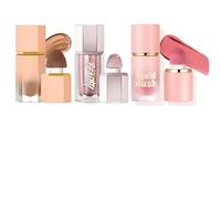Beauty Searcher 3PCS Contorno Líquido & Resaltador & Colorete Set de maquillaje, colorete en crema de larga duración, iluminador de contorno, bronceador, set de maquillaje facial